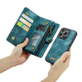 Blue iPhone 14 Pro Max Multi-Functional 2 in 1 Zipper Purse Wallet Case - 3