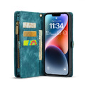 Blue  2 in 1 Retro Zipper Wallet Magnetic Case For iPhone 14 Plus - 1