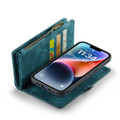 Blue  2 in 1 Retro Zipper Wallet Magnetic Case For iPhone 14 Plus - 2