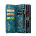 Blue  2 in 1 Retro Zipper Wallet Magnetic Case For iPhone 14 Plus - 5