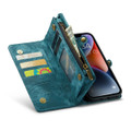 Blue  2 in 1 Retro Zipper Wallet Magnetic Case For iPhone 14 Plus - 7