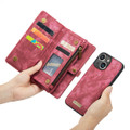 Red Multi-Functional 2 in 1 Zipper Purse Wallet Case For iPhone 14 Plus - 2