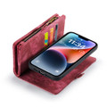 Red Multi-Functional 2 in 1 Zipper Purse Wallet Case For iPhone 14 Plus - 4