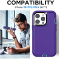 Purple Rugged Full Body Heavy Duty Shock Proof Case For iPhone 14 Pro Max - 6