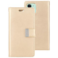 Gold iPhone 15 Plus Mercury Rich Diary Card Holder Wallet Case - 1