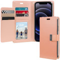 Rose Gold Mercury Rich Diary 6 Card Slot Wallet Case  For iPhone 15 Plus - 1