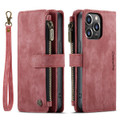 Red CaseMe C30 Wallet Case with Zipper Folio & Wrist Strap for iPhone 14 Pro - 5