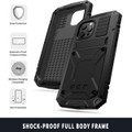 Black iPhone 13 Pro Max Extreme Dustproof Shockproof Metal Case - 4