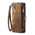 Brown  2 in 1 Retro Zipper Wallet Magnetic Case For iPhone 15 - 2