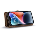Brown  2 in 1 Retro Zipper Wallet Magnetic Case For iPhone 15 - 5