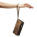 Brown  2 in 1 Retro Zipper Wallet Magnetic Case For iPhone 15 - 6