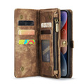 Brown iPhone 15 Plus Multi-Functional 2 in 1 Zipper Purse Wallet Case - 4