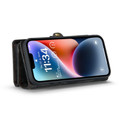 Black  2 in 1 Retro Zipper Wallet Magnetic Case For iPhone 15 Plus - 5