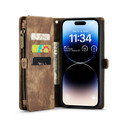 Brown Multi-Functional 2 in 1 Zipper Purse Wallet Case For iPhone 15 Pro - 4