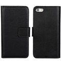 Black Genuine Leather Wallet Case for Apple iPhone 5 5S Cover - 1