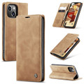 Brown CaseMe Compact Flip Magnetic Wallet Case For iPhone 15 - 1