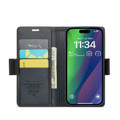 Black iPhone 15 CaseMe RFID Blocking Wallet Flip Folio Case - 4