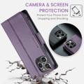 Purple CaseMe Slim Luxury 3 Card Slot Wallet Case For iPhone 15 Pro - 6
