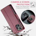 Wine iPhone 15 Pro CaseMe Butterfly Buckle RFID Anti-theft Case - 6