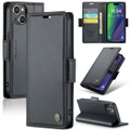 Black iPhone 15 Plus CaseMe Slim Luxury 3 Card Slot Wallet Case - 1