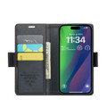 Black iPhone 15 Plus CaseMe Slim Luxury 3 Card Slot Wallet Case - 4