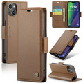 Brown iPhone 15 Plus CaseMe Slim Luxury 3 Card Slot Wallet Case - 1