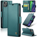 Turquoise iPhone 15 Plus CaseMe Slim Luxury 3 Card Slot Wallet Case - 1