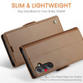 Brown CaseMe Slim Luxury 3 Card Slot Wallet Case For Galaxy S23 FE - 3