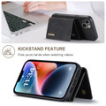Black iPhone 15 DG.Ming M2 Series 3-Fold Multi Card Wallet Case - 4