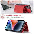 Red iPhone 15 DG.Ming M2 Series Case Removable 3 Fold Wallet - 4