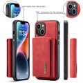 Red iPhone 15 DG.Ming M2 Series Case Removable 3 Fold Wallet - 7