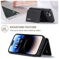 Black iPhone 15 Pro Max DG.Ming M2 Leather Case Removable Wallet Cover - 4