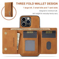 Brown DG.Ming M2 Series Case Removable 3 Fold Wallet For iPhone 15 Pro Max - 2