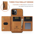 Brown DG.Ming M2 Series 3-Fold Multi Card Wallet Case For iPhone 12 / 12 Pro - 2
