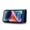 Blue iPhone 15 DG.Ming M2 Magnetic Shockproof Case Leather Wallet - 5