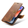 Brown iPhone 15 Plus DG.Ming Textured 3 Card 1 Cash Wallet Magnetic Case - 6