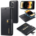 Black DG.Ming 2 in 1 Leather Wallet Removable Magnetic Case For iPhone 15 Pro - 1