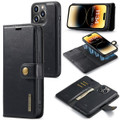Black iPhone 15 Pro Max DG.Ming Textured 3 Card 1 Cash Wallet Magnetic Case - 1