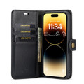 Black iPhone 15 Pro Max DG.Ming Textured 3 Card 1 Cash Wallet Magnetic Case - 4