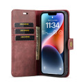 Red iPhone 14 DG.Ming Magnetic 2-in-1 Shockproof Leather Wallet Case - 4