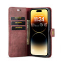 Red iPhone 14 Pro DG.Ming Textured 3 Card 1 Cash Wallet Magnetic Case - 4
