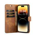 Brown DG.Ming Luxury Leather Wallet with Magnetic Case Cover For iPhone 14 Pro Max - 4