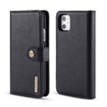 Black iPhone 11 DG.Ming Luxury Leather Wallet with Magnetic Case Cover - 1