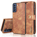 Brown DG.Ming M2 Magnetic Shockproof Case Leather Wallet For Galaxy S21 FE - 3