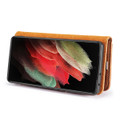 Brown DG.Ming Textured 3 Card 1 Cash Wallet Magnetic Case For Galaxy S21 Ultra - 5