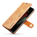 Brown DG.Ming Textured 3 Card 1 Cash Wallet Magnetic Case For Galaxy S21 Ultra - 6