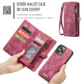 Red iPhone 16 Pro Max Multi-functional 2 in 1 Purse Wallet Magnetic Case - 3