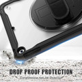 Rotating hand grip feature on rugged protective case for iPad 10.2 inch – easy to hold or hang Rotating hand grip feature on rugged protective case for iPad 10.2 inch – easy to hold or hang