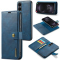Blue DG.MING Leather Magnetic Folio Wallet Case for Galaxy S25 Edge - 1
