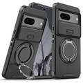 Black Shockproof Rugged Heavy Duty Sliding Camshield Ring Case for Pixel 7